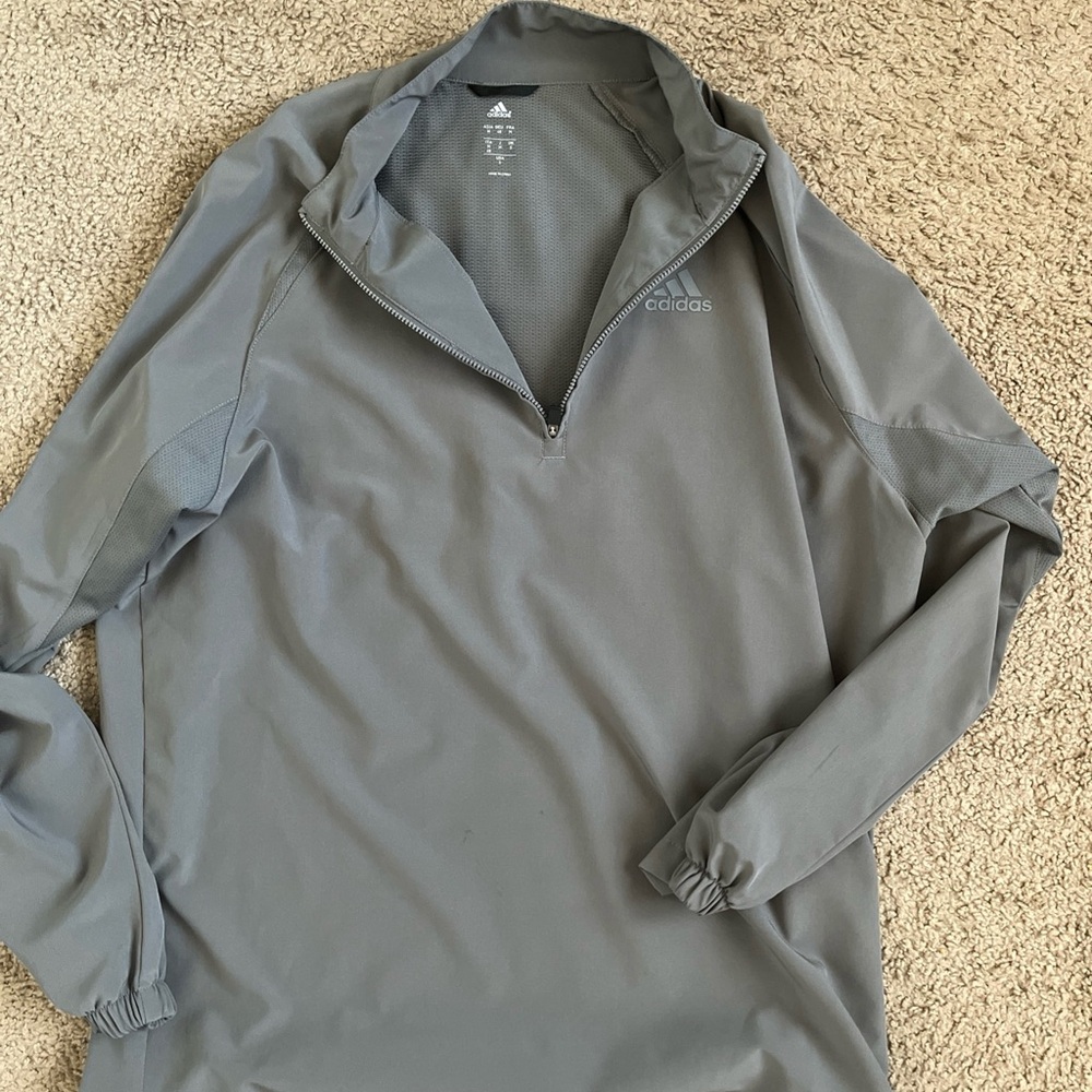 Adidas Gray Windbreaker Lightweight Sporty Jacket
